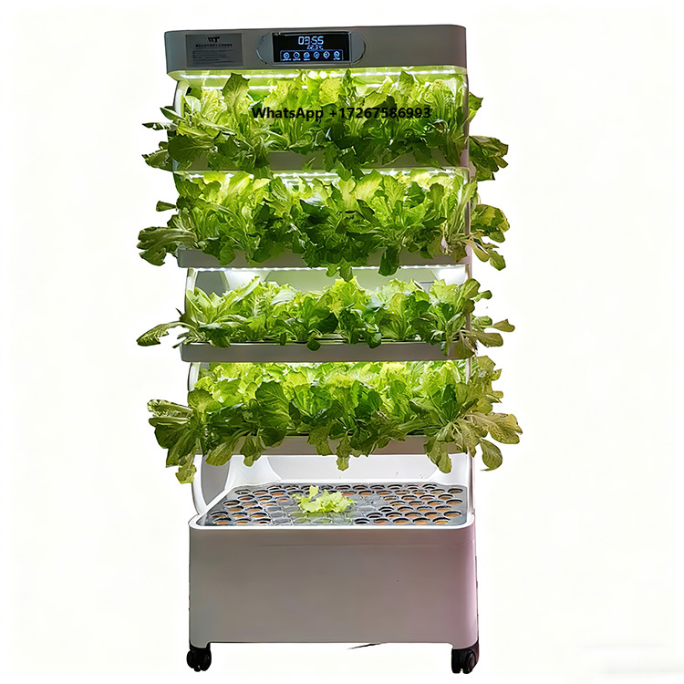 Smart Garden System - スマートな垂直型水耕栽培システム - 家庭菜園用のLED育成ライト付き、自動化された屋内野菜栽培機。