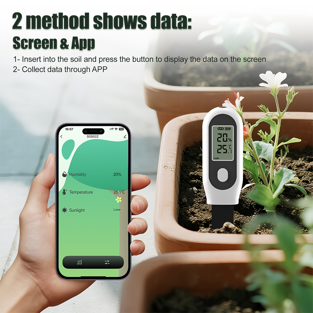 Smart Pot - 3 in 1土壌テスター Zigbeeスマート土壌センサー 土壌温度湿度太陽光計 LCD土壌水分検出器