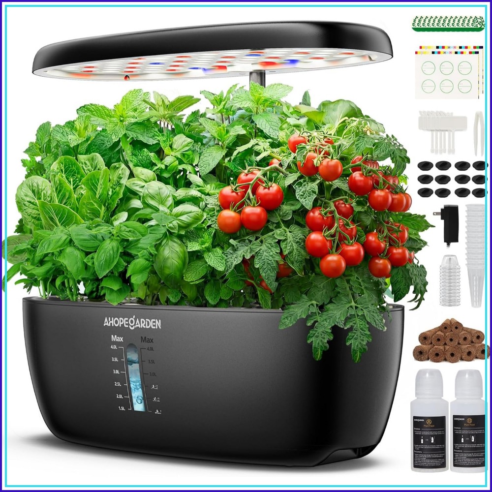 Indoor Garden Kit - 12ポッド水耕栽培ガーデン、LED育成ライト付き、屋内ハーブキット