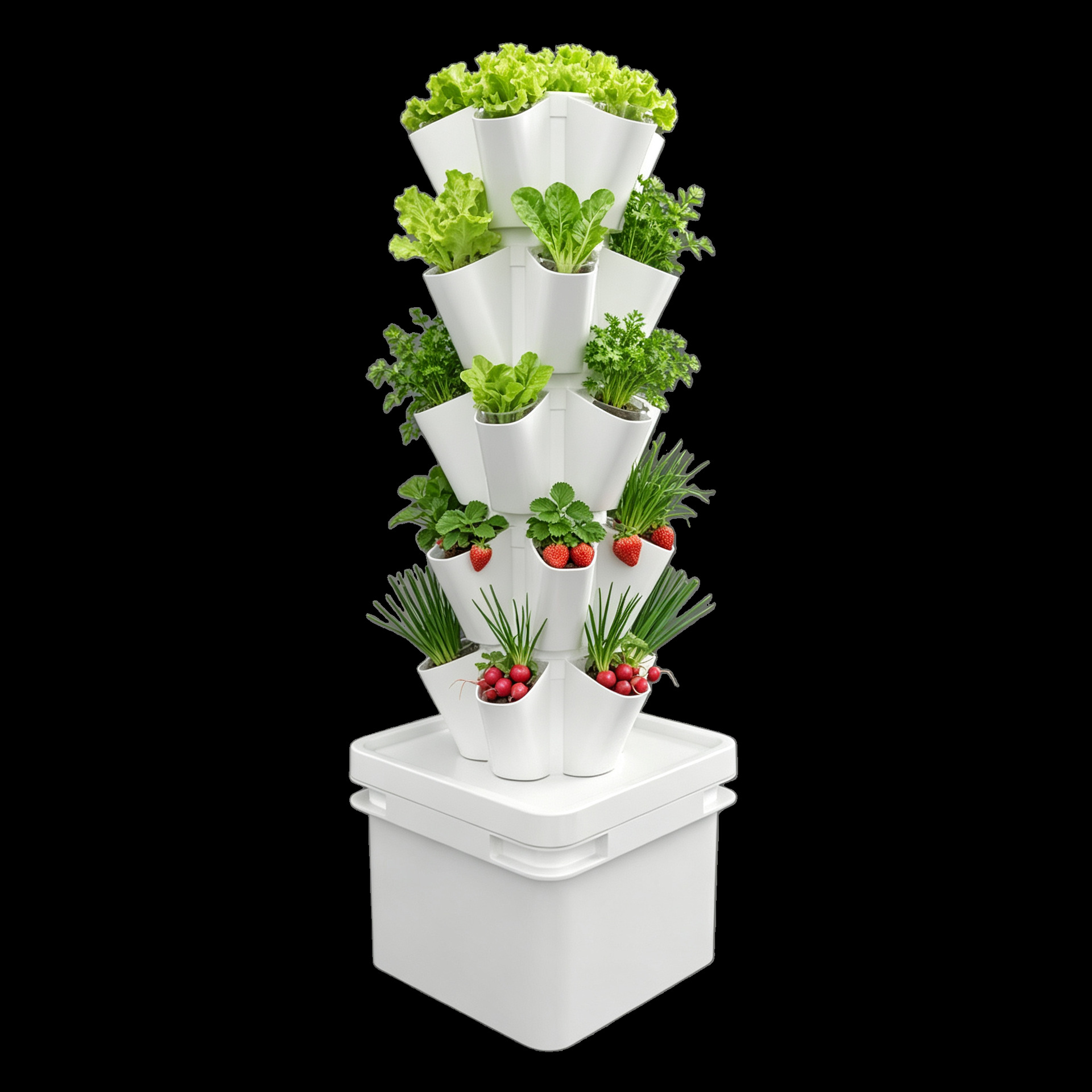 Hydroponic Tower - 8L卓上水耕栽培タワー 土を使わない栽培装置 垂直水耕栽培コラム 卓上植栽タワー
