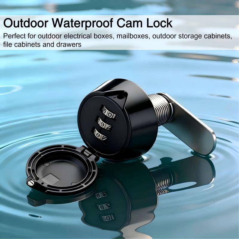Garden Camera - 防水仕様の屋外用3桁数字式鍵なしコンビネーションロック。亜鉛合金製、20mm/25mmのカムロック。郵便受けやキャビネット用。ブラック、ホワイト、グレー。