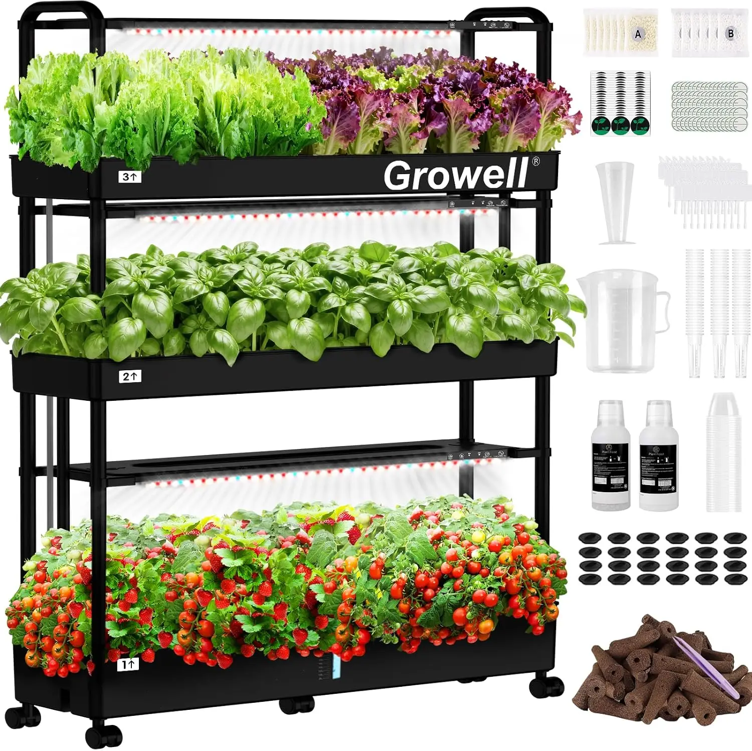 Indoor Garden Kit - 大型水耕栽培システムキット、90ポッドの垂直型室内ハーブガーデンキット、2つの照明モードと自動水循環機能付き