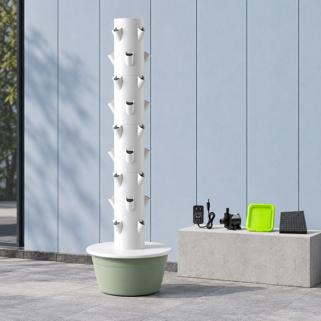 9段36穴のスペースツリー型水耕栽培タワー。屋上バルコニーで - Hydroponic Tower のレビューと価格