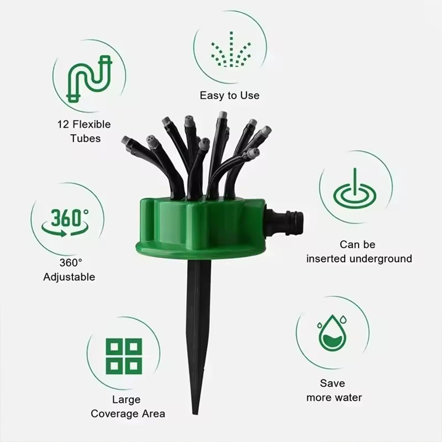 360 °   自動回転式ガーデン散水器、多ノズル芝生散水ス - Automatic Watering のレビューと価格