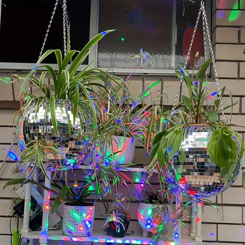 ユニークな手作りのボヘミアン風ハンギングディスコミラーボール - Self Watering Planter のレビューと価格