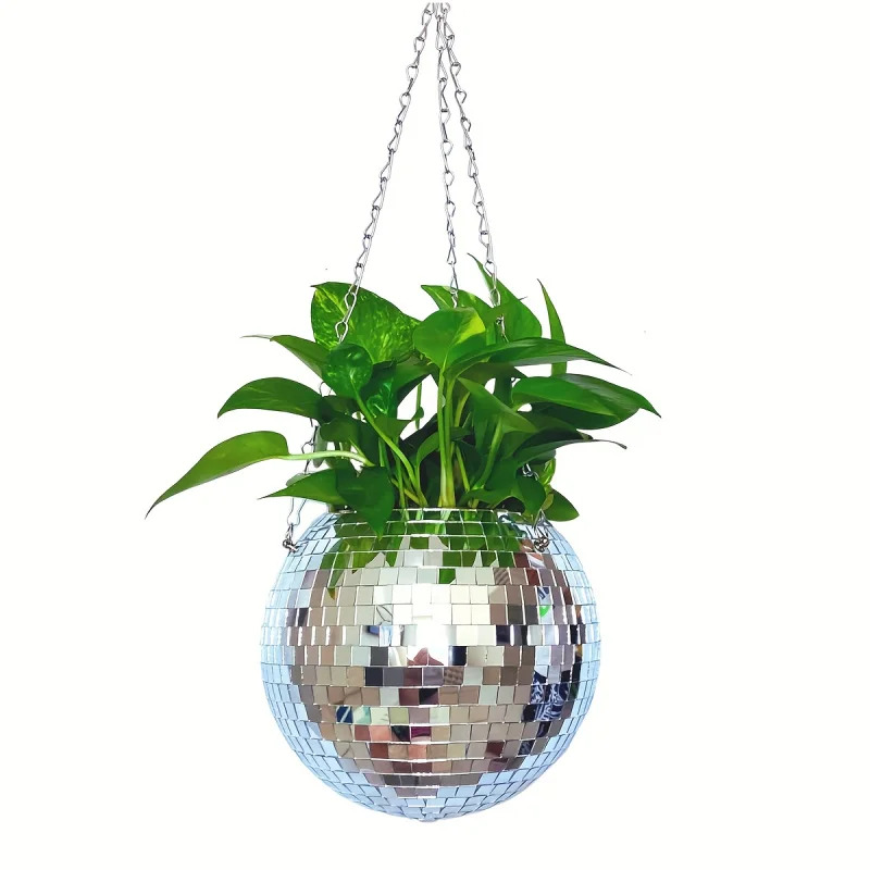 ユニークな手作りのボヘミアン風ハンギングディスコミラーボール - Self Watering Planter のレビューと価格