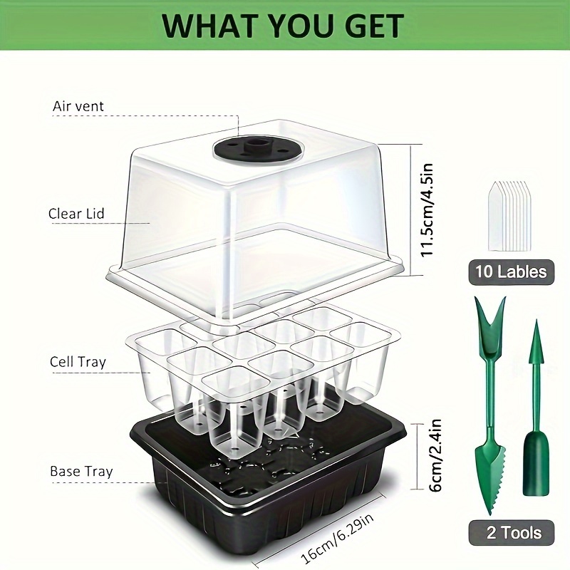 1/2/3パック 12/24/36セル種子発芽トレイ、8個の - Indoor Garden Kit のレビューと価格