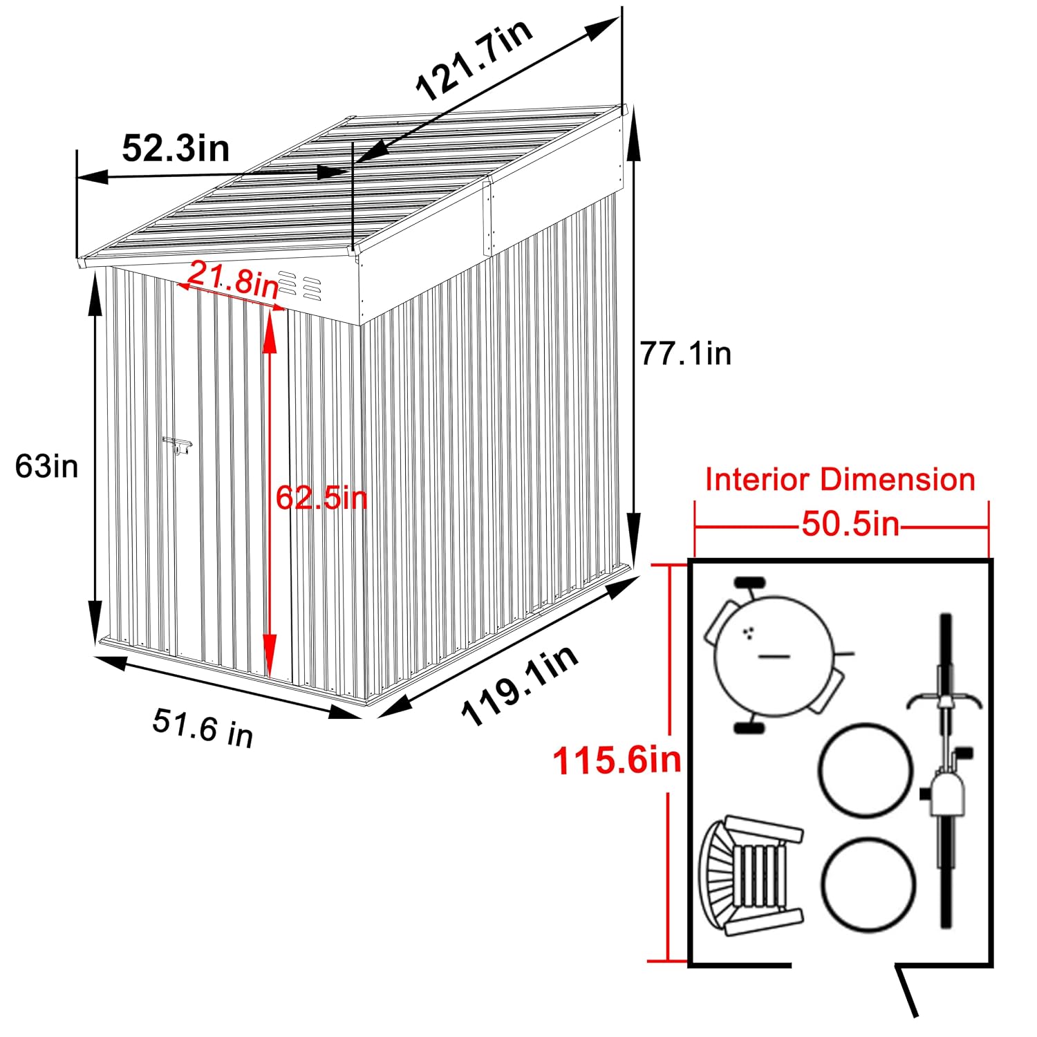 4×10フィートの屋外収納小屋、傾斜式金属製小屋キット、厚め - Indoor Garden Kit のレビューと価格