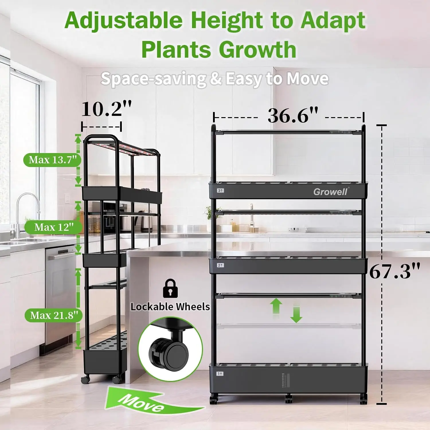 大型水耕栽培システムキット、90ポッドの垂直型室内ハーブガー - Indoor Garden Kit のレビューと価格